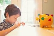 a child learning about money