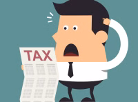 man reacting to Japanese tax bill
